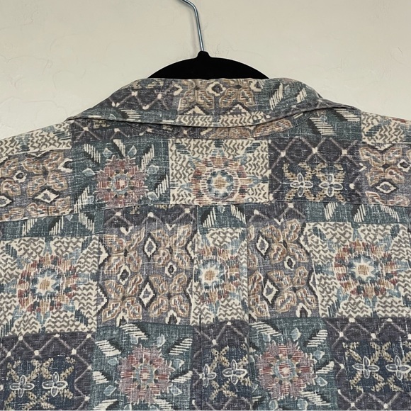 Reyn Spooner Mens Hawaiian Popover Shirt size large Blue Beige Reverse Print USA - Picture 7 of 10